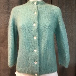Vintage retro sea foam green cardigan  sweater